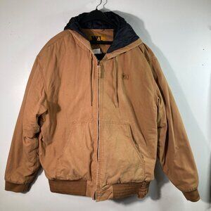 Mens Wells Lamont Insulated Canvas Hooded Jacket Rust L Spots Cotton Polyester F